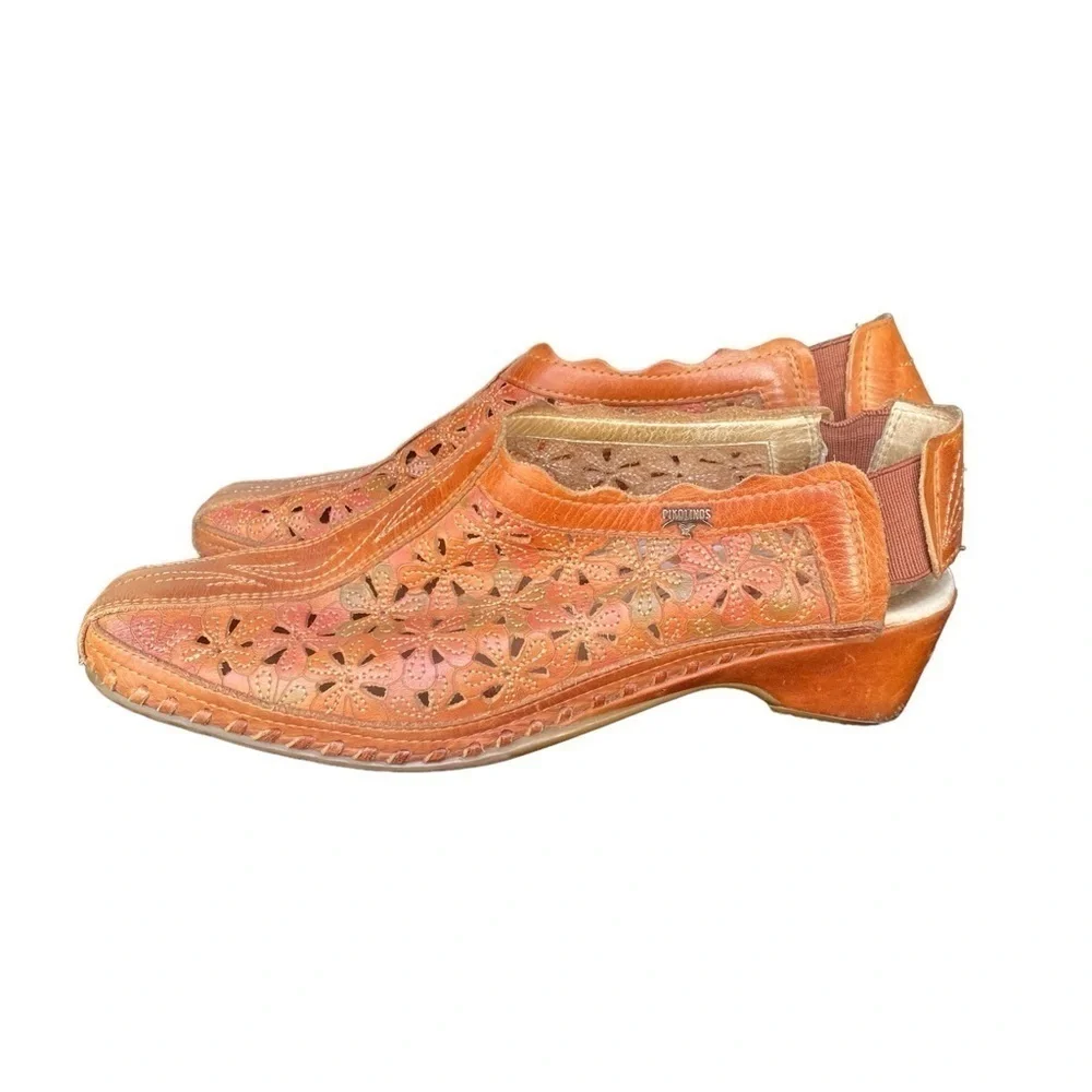 PIKOLINOS Romana Laser Cut Floral Leather Slingbacks I Size: 5.5-6
